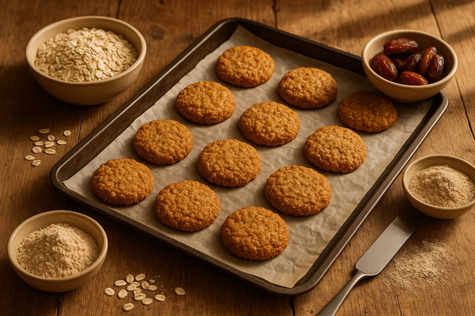 Galletas integrales con avena y dátiles sin azúcar añadido