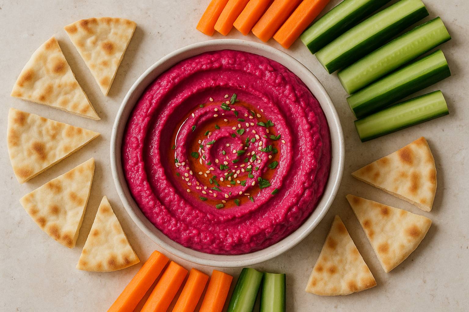 Hummus casero con remolacha y sésamo: receta fácil, colorida y nutritiva