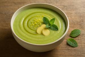 Crema de calabacín con jengibre y limón