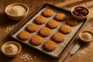 Galletas integrales con avena y dátiles sin azúcar añadido