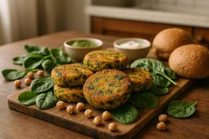 Hamburguesas vegetales de garbanzos y espinacas: receta fácil, rica en fibra y proteína