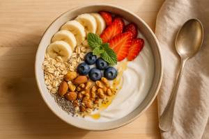 Receta de bowl energético con yogur, avena y frutas
