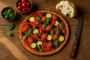 Receta de pizza saludable con base de coliflor